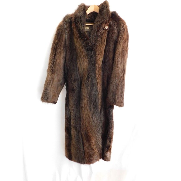 Real Beaver Fur Full Length Coat w/ Hood Evans Collection *See Measurements* - Picture 2 of 16
